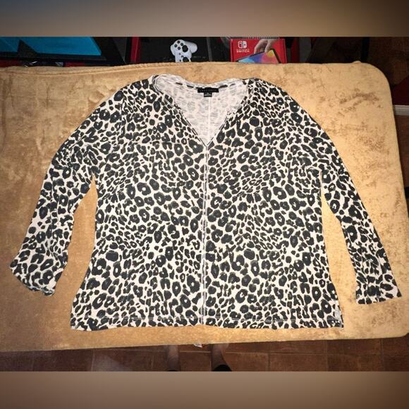 Sanctuary long-sleeved blouse black cream Size 2X - Picture 4 of 10